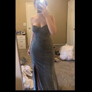 Strapless high slit formal dress size 9!